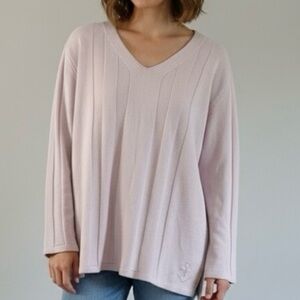 Vintage Saint James Pink Knit V Neck Sweater Size 18